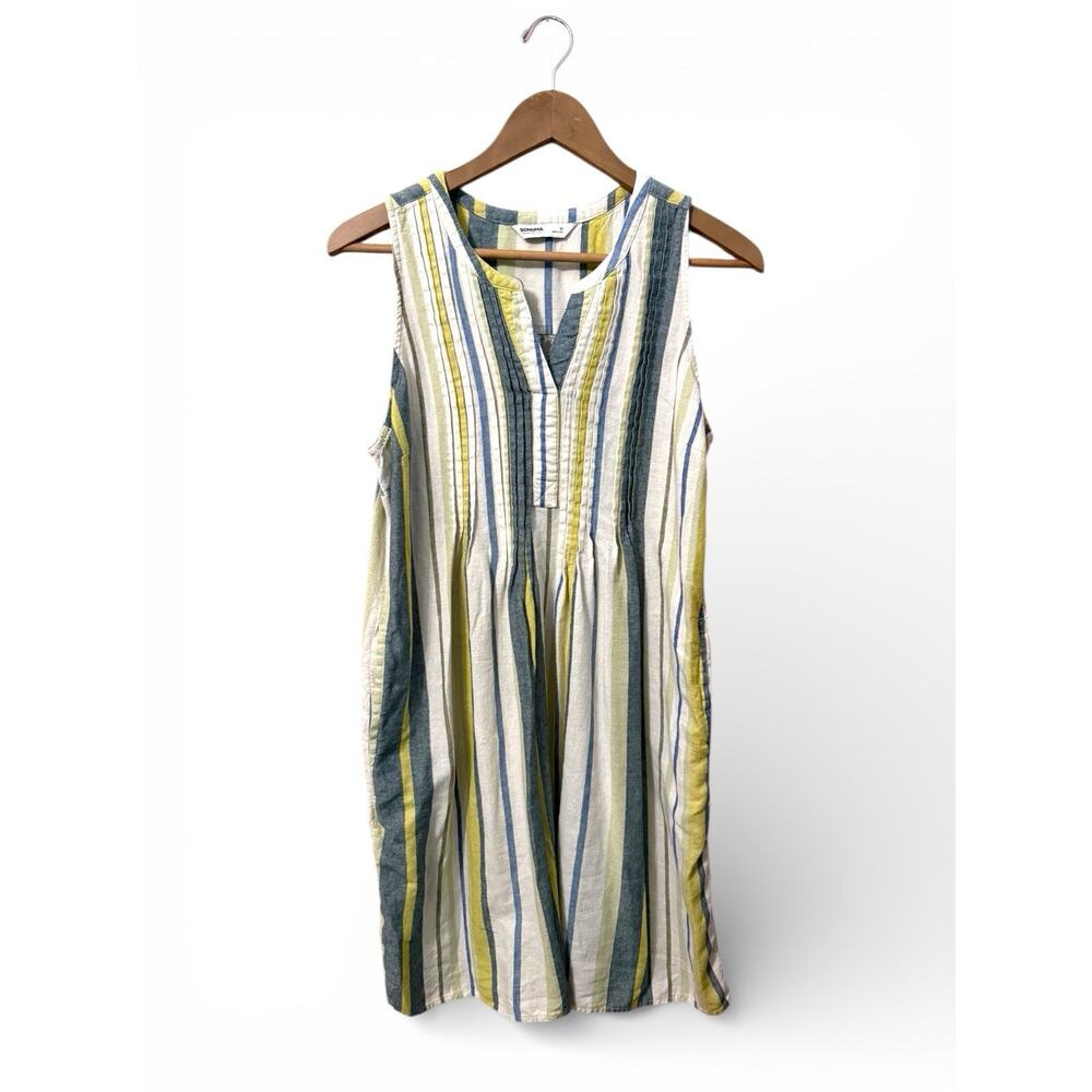 Sonoma Women's Casual Striped Multicolored Linen and Rayon Sundress Size M